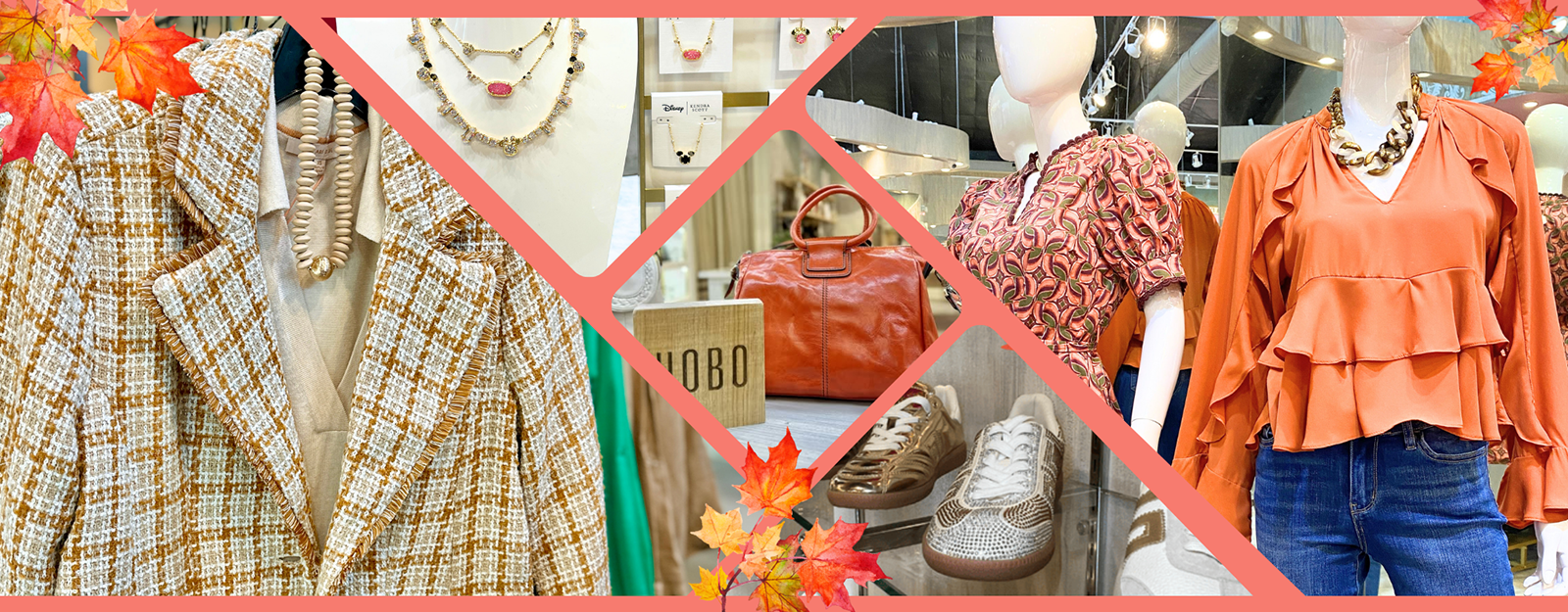 Display of Fall clothing and accessories in the boutique at Dewayne's in Selma, NC minutes from Raleigh, Cary, Clayton, Garner, Smithfield, Goldsboro