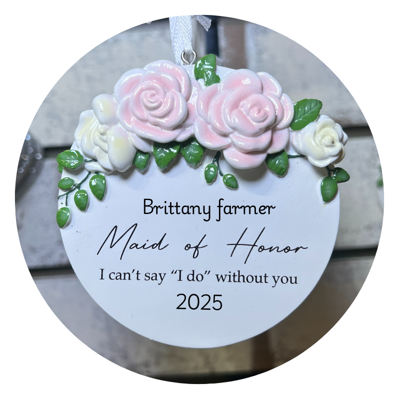 Decorative maid of honor ornament to personalize in christmas land 2025 at dewayne's
