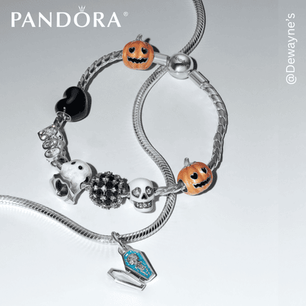 Pandora bracelet with Halloween-themed charms in the boutique at Dewayne's in Selma, NC minutes from Raleigh, Cary, Clayton, Garner, Smithfield, Goldsboro