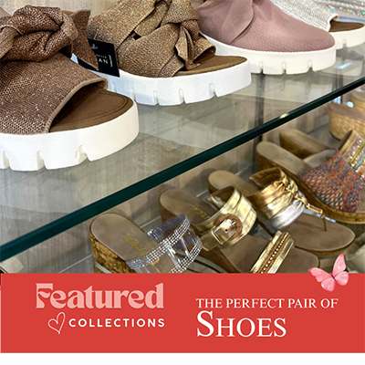 various pairs of shoes including corkys in the 'Featured Collections'  in the boutique at dewayne's