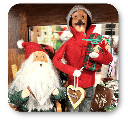 Christmas figurines by Byer's Choice Carols in the timeless treasures room in christmas land at Dewayne's in Selma, NC minutes from Raleigh, Cary, Clayton, Garner, Smithfield, Goldsboro