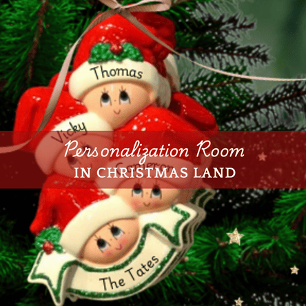 The ornament personalization room open in Christmas Land 2025 at Dewayne's in Selma, NC minutes from Raleigh, Cary, Clayton, Garner, Smithfield, Goldsboro