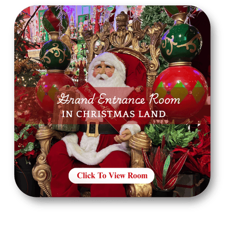 The grand entrance room open in Christmas Land 2025 at Dewayne's in Selma, NC minutes from Raleigh, Cary, Clayton, Garner, Smithfield, Goldsboro