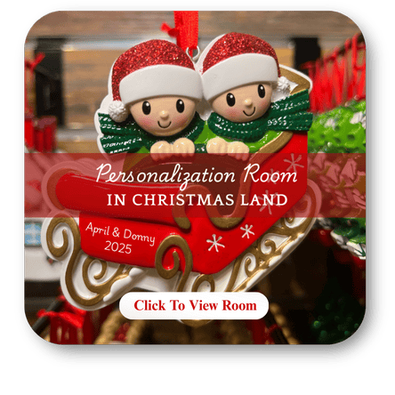 The ornament personalization room open in Christmas Land 2025 at Dewayne's in Selma, NC minutes from Raleigh, Cary, Clayton, Garner, Smithfield, Goldsboro