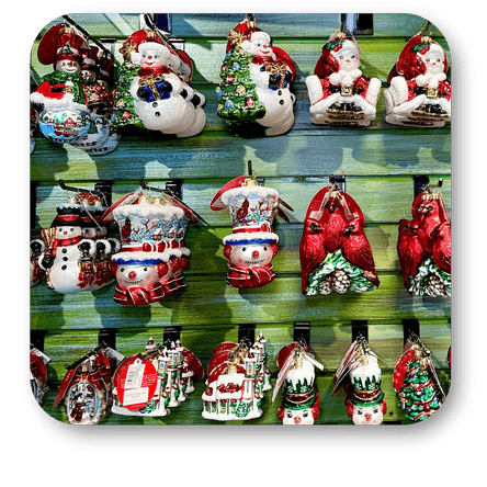 ornaments by 'Christopher Radko' in the timeless treasures room in christmas land at Dewayne's in Selma, NC minutes from Raleigh, Cary, Clayton, Garner, Smithfield, Goldsboro