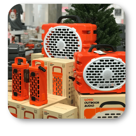 Orange Turtle box outdoor speakers at Dewayne's in Selma, NC minutes from Raleigh, Cary, Clayton, Garner, Smithfield, Goldsboro