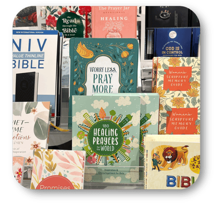 Collage of various devotional books and bibles at Dewayne's in Selma, NC minutes from Raleigh, Cary, Clayton, Garner, Smithfield, Goldsboro