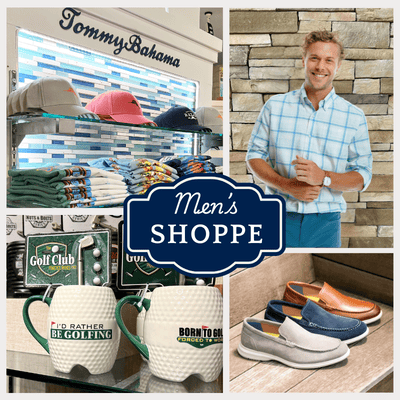 Collage of men's clothing and accessories with 'Tommy Bahama' branding at Dewayne's