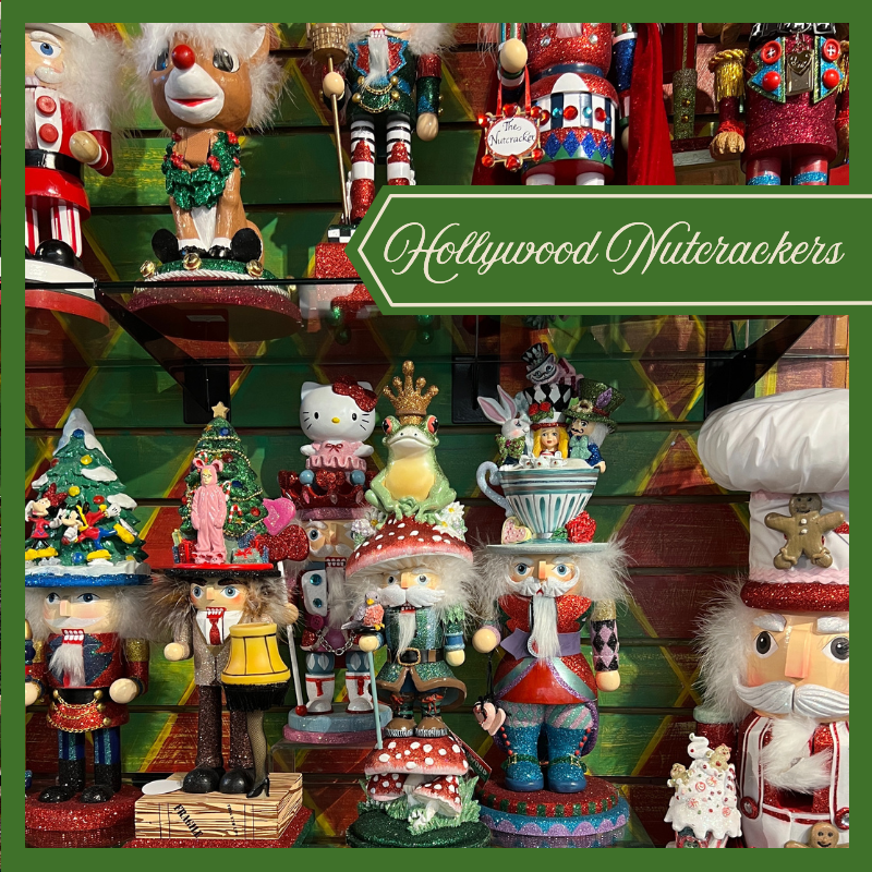 Collection of colorful nutcrackers by 'Hollywood Nutcrackers' 