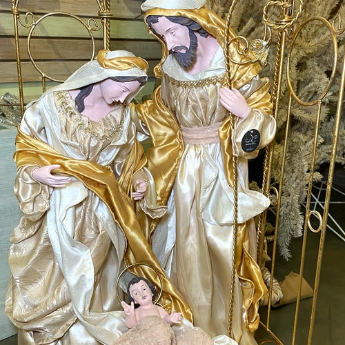 Decorative nativity display  in the moments of thyme room in christmas land 2025 at dewayne's