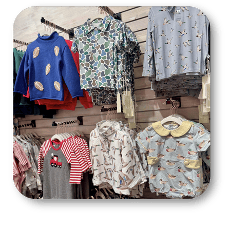Children's clothing on display at Dewayne's in Selma, NC minutes from Raleigh, Cary, Clayton, Garner, Smithfield, Goldsboro