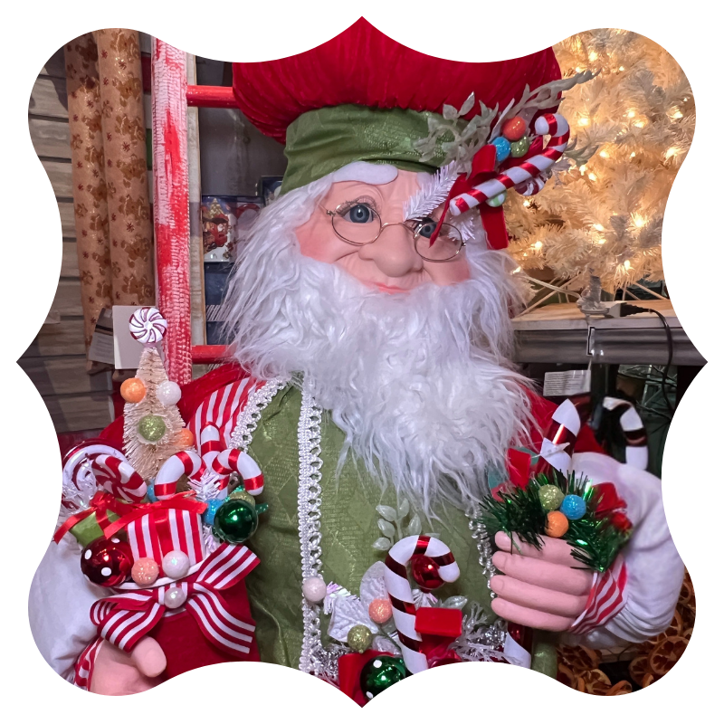 Decorative figure of a Santa Claus in Kringle's Kitchen in Christmas land 2025 at dewayne's
