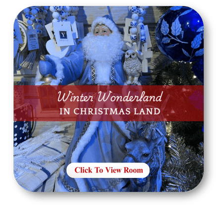 Winter wonderland room now open in Christmas Land 2025 at Dewayne's in Selma, NC minutes from Raleigh, Cary, Clayton, Garner, Smithfield, Goldsboro