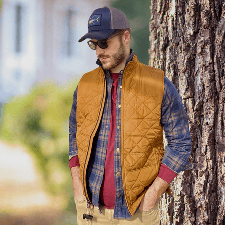 Male model wearing layers of unmatched comfort clothing at Dewayne's in Selma, NC minutes from Raleigh, Cary, Clayton, Garner, Smithfield, Goldsboro