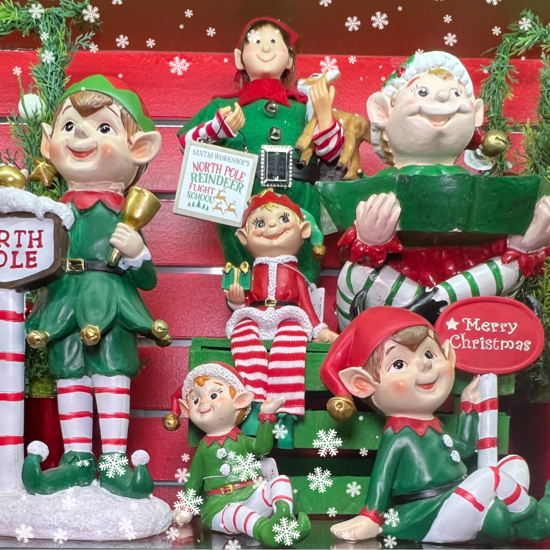 Christmas elf figurines in santa's workshop in christmas land 2025 at dewayne's