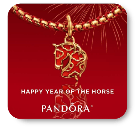 Pandora 2026 year of the horse necklace in the boutique at Dewayne's in Selma, NC minutes from Raleigh, Cary, Clayton, Garner, Smithfield, Goldsboro