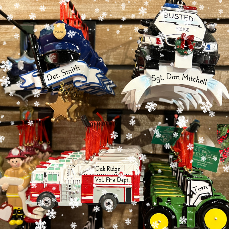 Collection of  Christmas ornaments for various occupations to personalize in christmas land 2025 at dewayne's