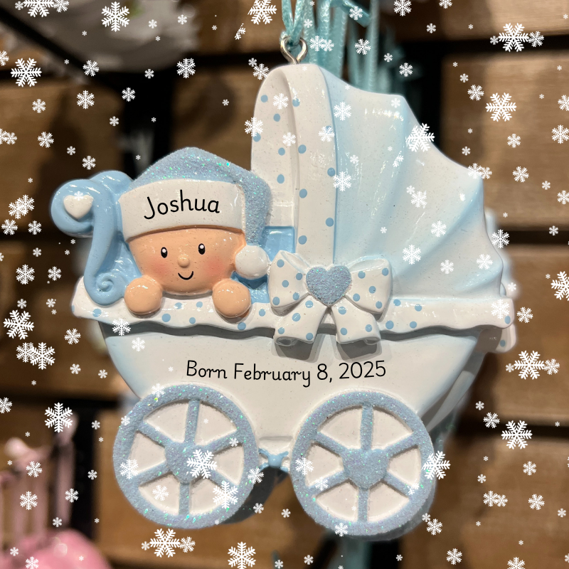 baby ornament to personalize in christmas land 2025 at dewayne's