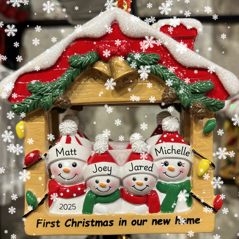 Decorative snowman family ornament to personalize in christmas land 2025 at dewayne's