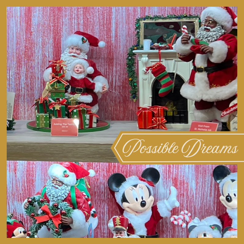 Christmas-themed figurines with Santa Claus and disney by the 'Possible Dreams' brand