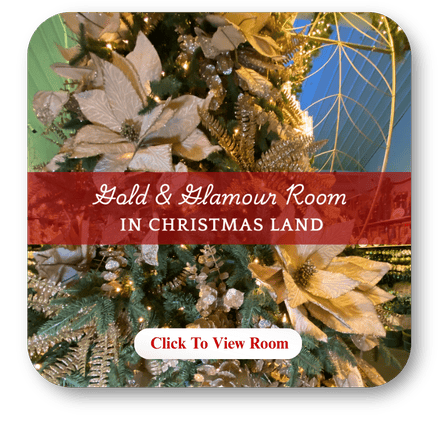 Gold & Glamour room now open in Christmas Land 2025 at Dewayne's in Selma, NC minutes from Raleigh, Cary, Clayton, Garner, Smithfield, Goldsboro