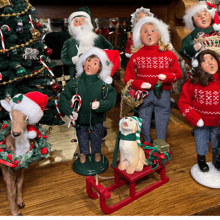 Byer's Choice Carolers collection  in the timeless treasure room of christmas land at Dewayne's in Selma, NC