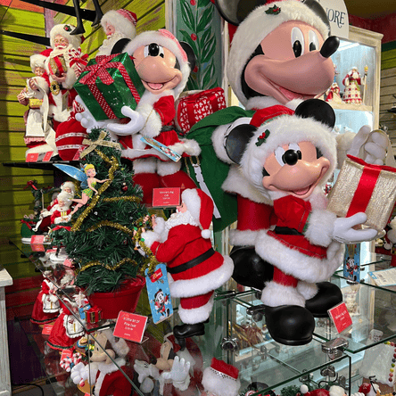 Mickey Mouse Christmas characters  in the timeless treasure room of christmas land at Dewayne's in Selma, NC