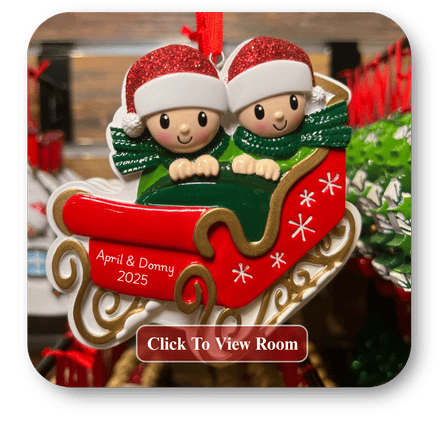 The ornament personalization room open in Christmas Land at Dewayne's in Selma, NC minutes from Raleigh, Cary, Clayton, Garner, Smithfield, Goldsboro