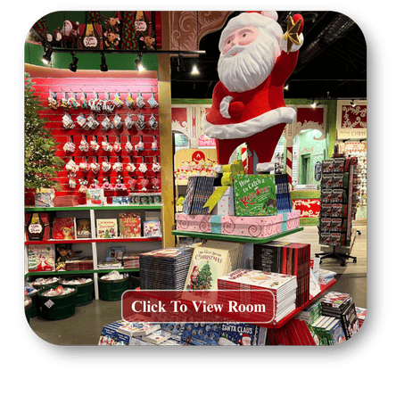 santa's workshop room open in Christmas Land at Dewayne's in Selma, NC minutes from Raleigh, Cary, Clayton, Garner, Smithfield, Goldsboro