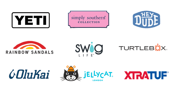 brands we carry at DeWayne's including YETI, Simply Southern Collection,  Rainbow Sandals, turtlebox,swig,jellycat, olukai, and xtratuf in selma,nc minutes from Raleigh, Cary, Clayton, Garner, Smithfield, Goldsboro