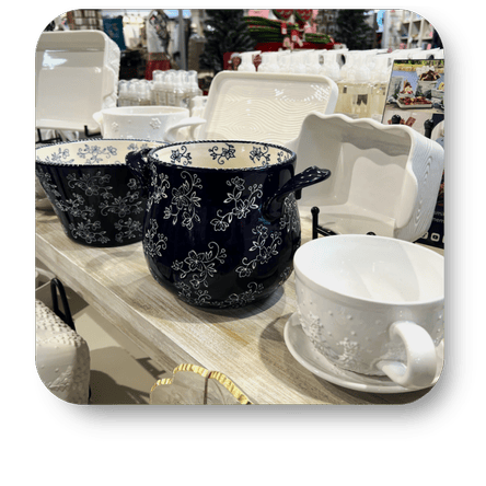 Ceramic serveware in the gift department at Dewayne's in Selma, NC minutes from Raleigh, Cary, Clayton, Garner, Smithfield, Goldsboro