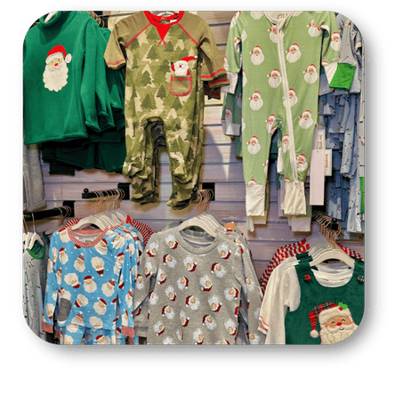 Children's holiday themed pajamas at Dewayne's in Selma, NC minutes from Raleigh, Cary, Clayton, Garner, Smithfield, Goldsboro 