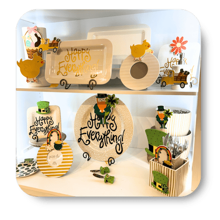 Happy Everything St Patrick's Day Tableware in the gift shop at Dewayne's in Selma, NC minutes from Raleigh, Cary, Clayton, Garner, Smithfield, Goldsboro