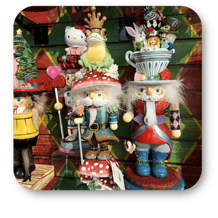 Hollywood Nutcrackers in the timeless treasures room in christmas land at Dewayne's in Selma, NC minutes from Raleigh, Cary, Clayton, Garner, Smithfield, Goldsboro