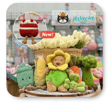 Jellycat plush toys available in-store at DeWayne’s in Selma, NC minutes from Raleigh, Cary, Clayton, Garner, Smithfield, Goldsboro