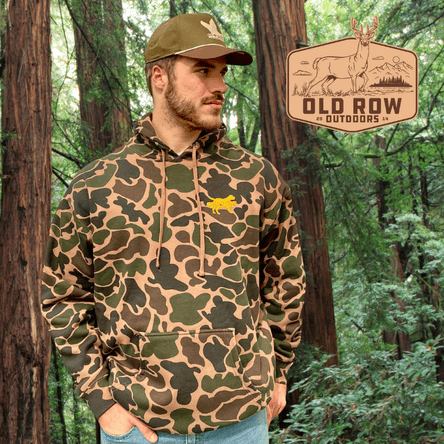 Man wearing an old row outdoors camouflage hoodie and cap at Dewayne's in Selma, NC minutes from Raleigh, Cary, Clayton, Garner, Smithfield, Goldsboro