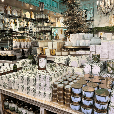 Frasier fir scents and candles in the moments in thyme room in christmas land at dewayne's in selma, nc