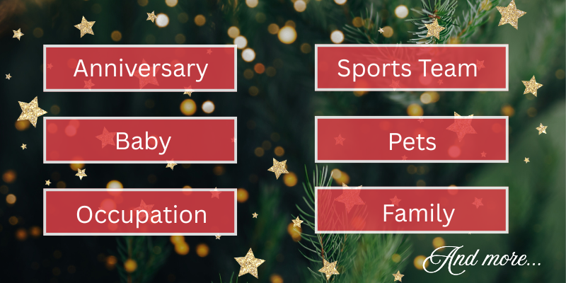 moments you can personalize on your choice of ornaments in the personalization station such as anniversary, occupation, pets and family in christmas land 2025 at dewayne's