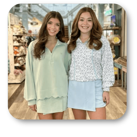 Models wearing 'Simply Southern' loungewear and activewear in the gift shop at Dewayne's in Selma, NC minutes from Raleigh, Cary, Clayton, Garner, Smithfield, Goldsboro