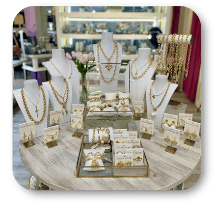 Susan Shaw jewelry display including Necklaces, earrings in the boutique at Dewayne's in Selma, NC minutes from Raleigh, Cary, Clayton, Garner, Smithfield, Goldsboro
