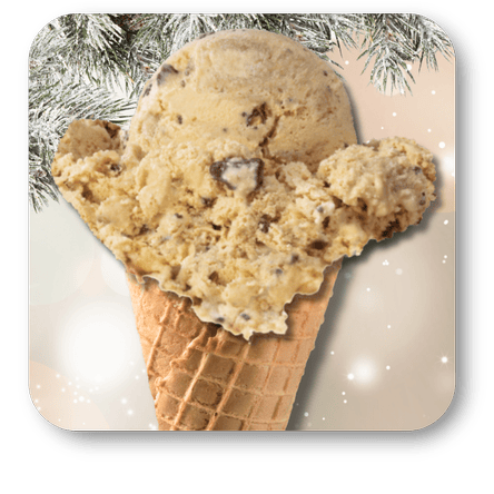 Graham Central Ice cream cone against a snowy background in the sweet shop at Dewayne's in Selma, NC minutes from Raleigh, Cary, Clayton, Garner, Smithfield, Goldsboro