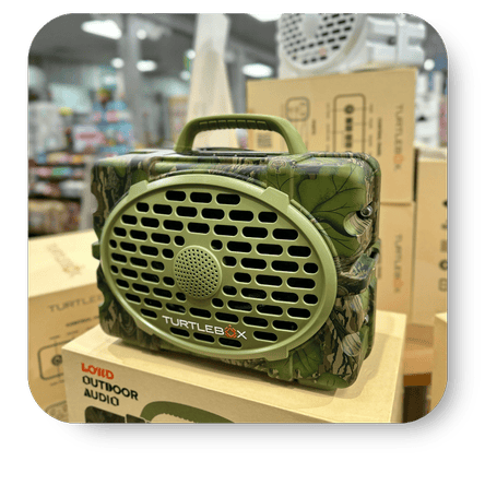 Display of Turtlebox speakers in the gift shop at Dewayne's in Selma, NC minutes from Raleigh, Cary, Clayton, Garner, Smithfield, Goldsboro