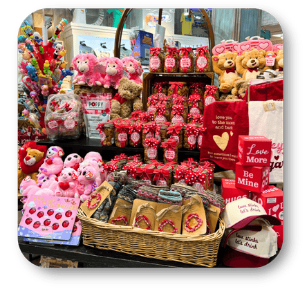Valentines sweets and treats  in the sweet shop at Dewayne's in Selma, NC minutes from Raleigh, Cary, Clayton, Garner, Smithfield, Goldsboro